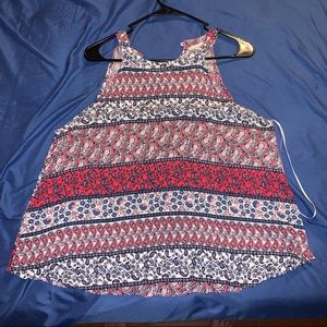 Printed High Neck Tank Top